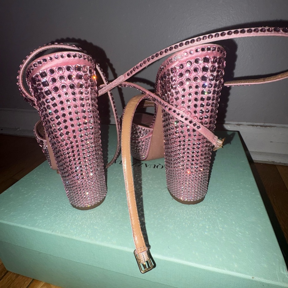 Aquazzura Pink Embellished Women's Heels - Picture 5 of 6